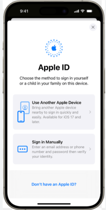 How Do I Activate A New SIM Card For AT&T? 6 Apple ID sign-in screen on iPhone