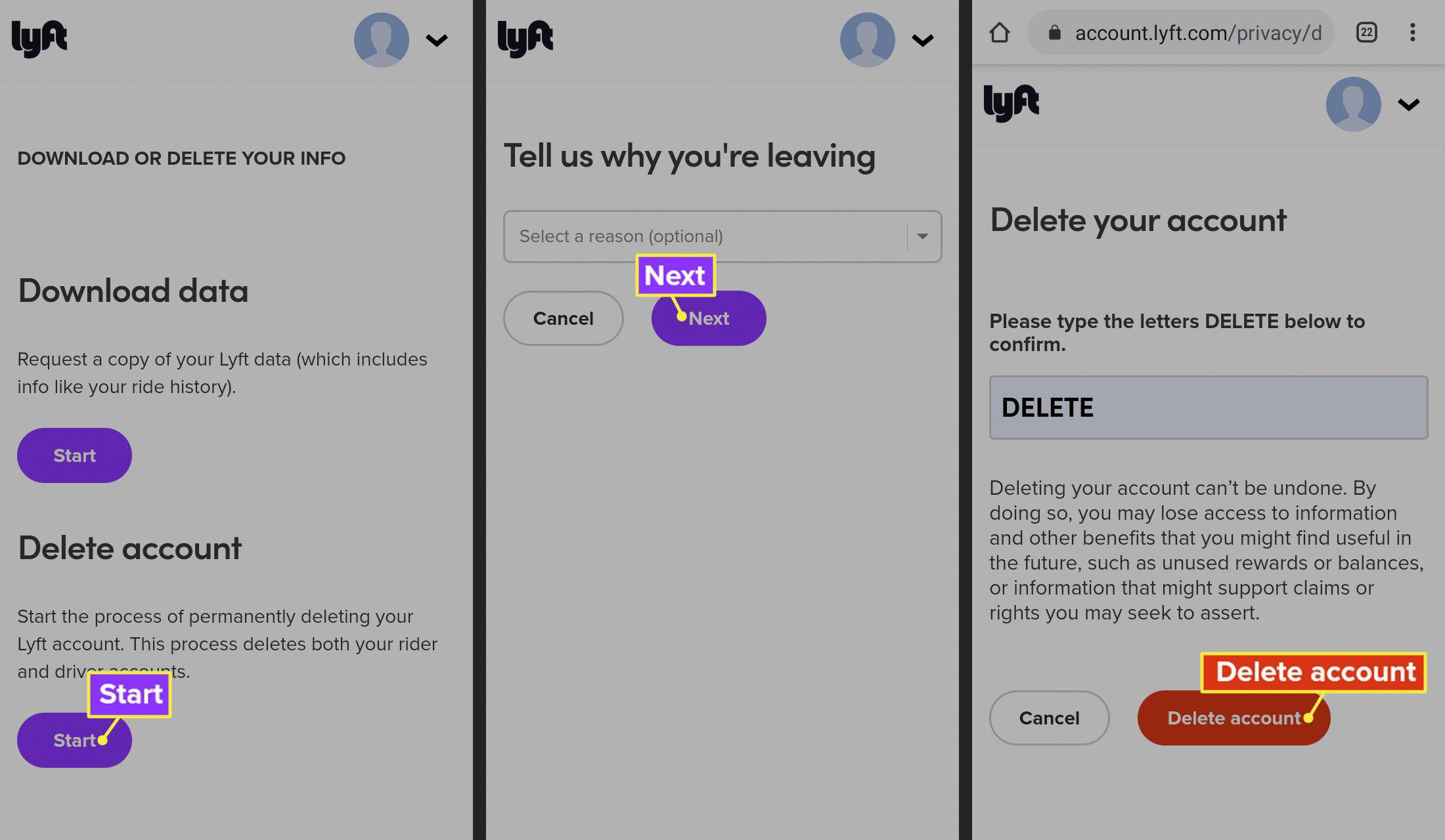 how to delete lyft account how to delete lyft account