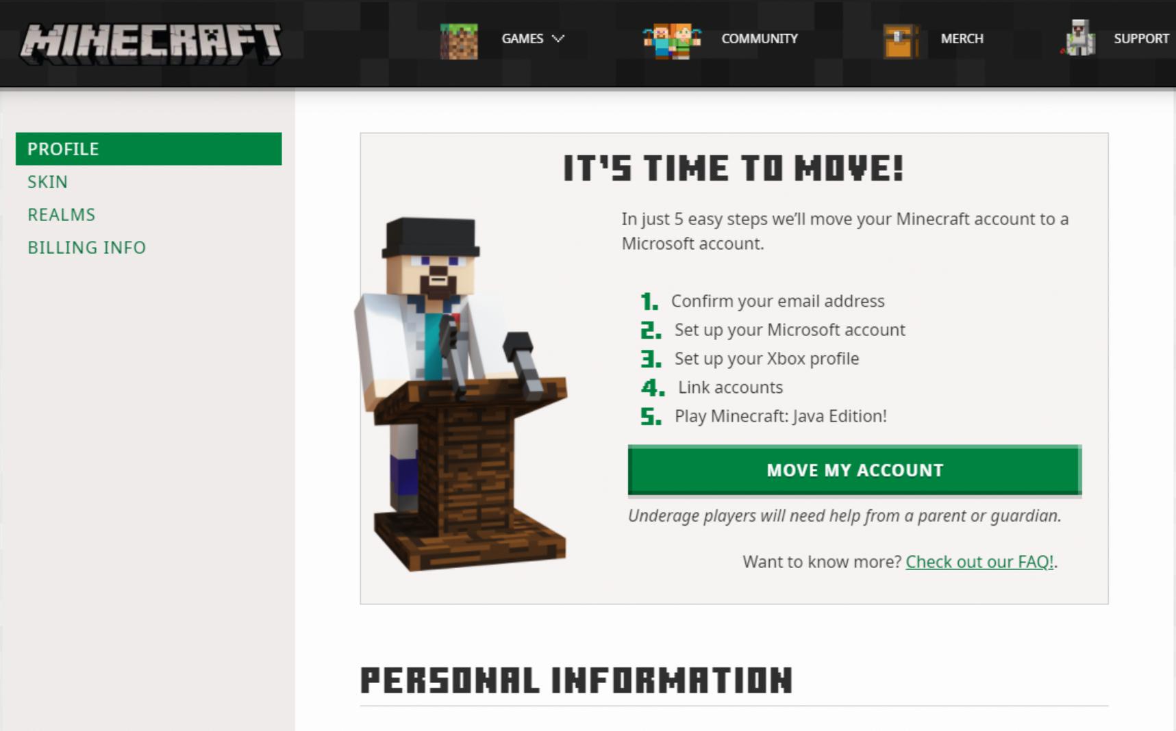 minecraft migration account minecraft migration account
