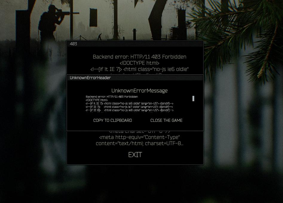backend error tarkov backend error tarkov