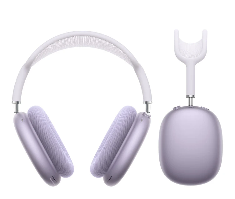 Uncovering the AirPods Max Return Policy 1 Purple Apple AirPods Max shown front-on, with mesh headband and ear cups, alongside a matching Y-shaped stand.