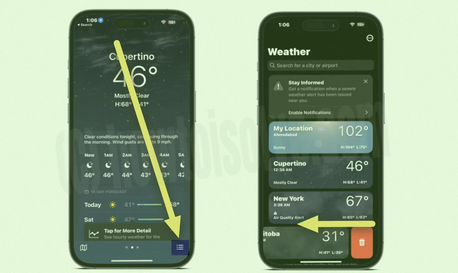 how to delete a city from the weather app how to delete a city from the weather app