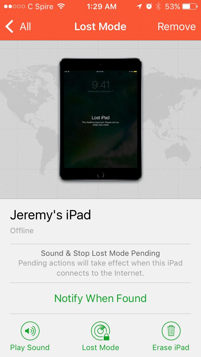 stop lost mode pending stop lost mode pending