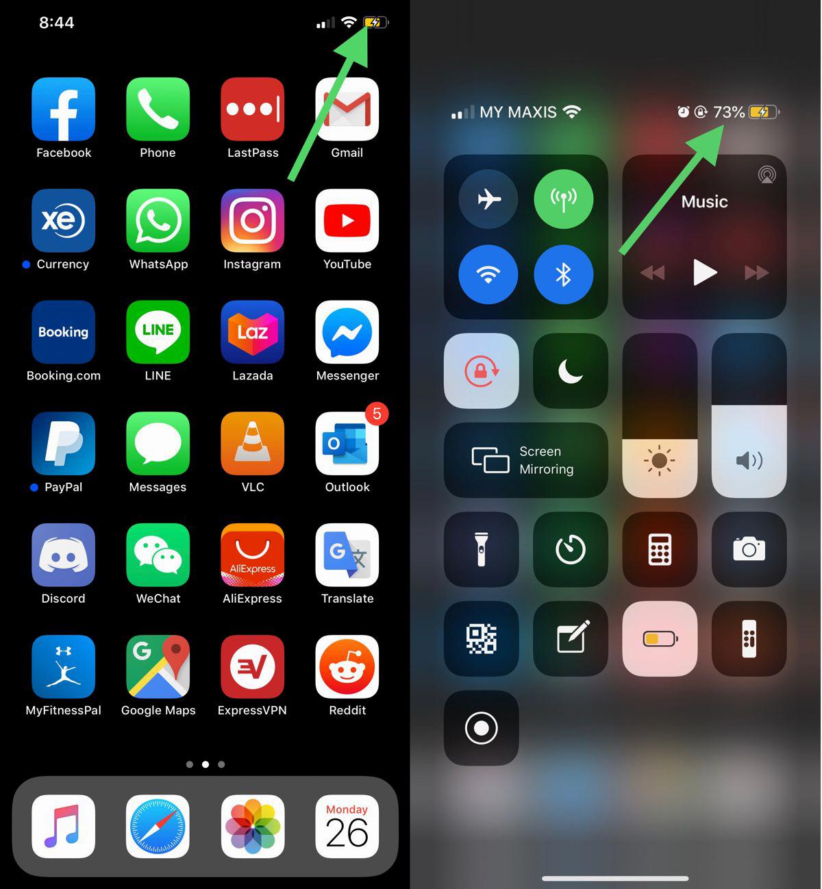 how to display battery percentage on iphone