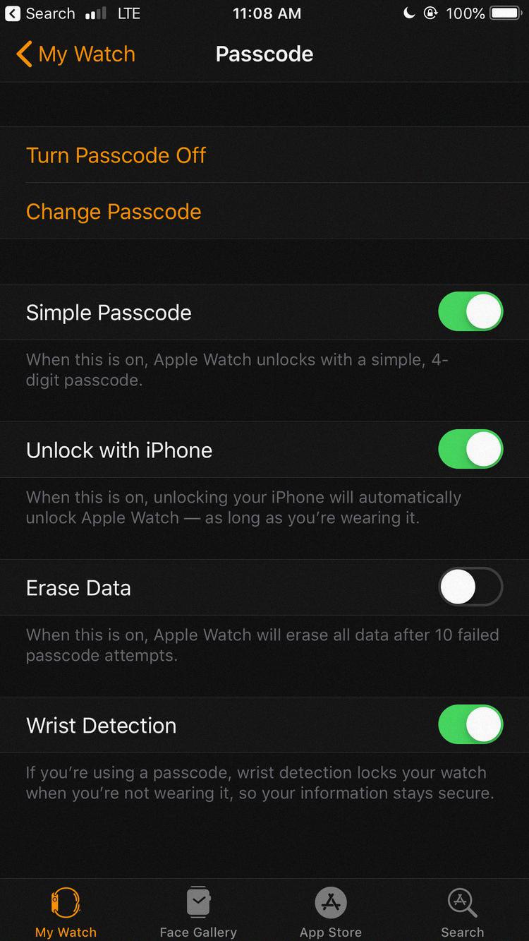 apple watch wrist detection