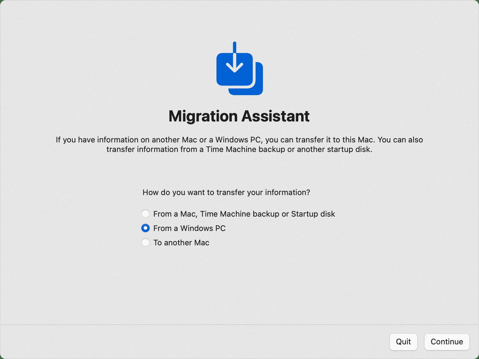 how long does migration assistant take