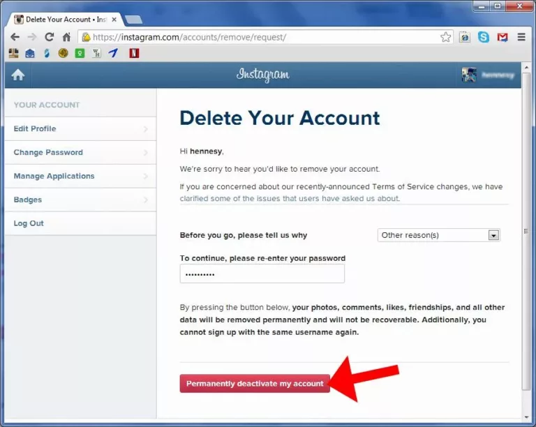 How To Delete Instagram Accounts 8