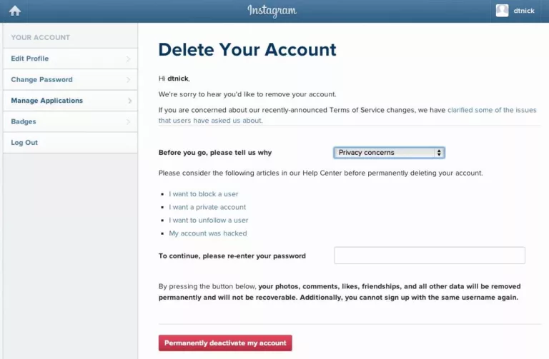 How To Delete My Instagram 3
