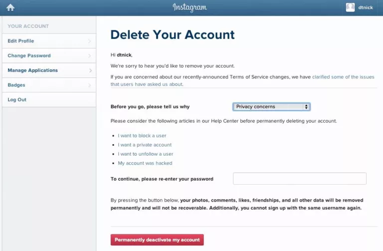 How To Delete Your Instagram 1