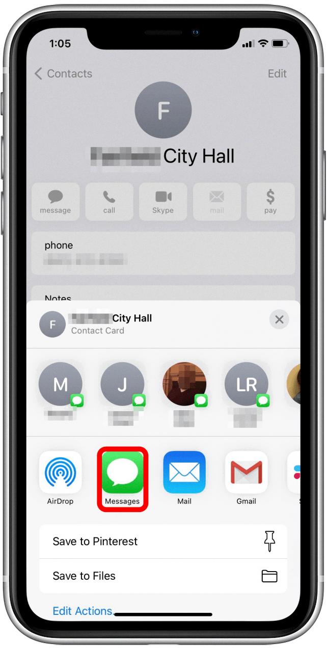 contact share iphone