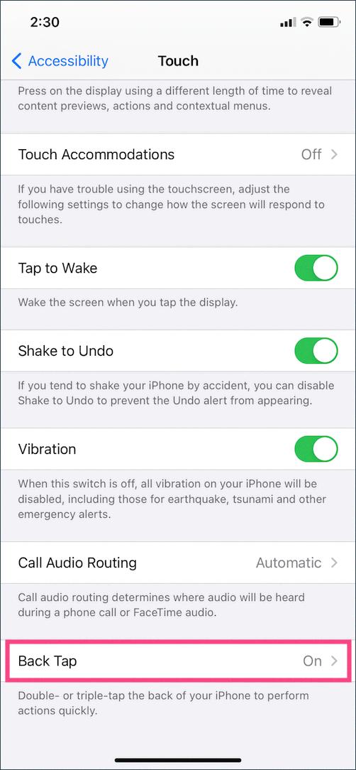 double tap screenshot
