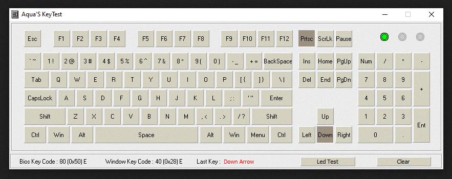 down arrow on keyboard