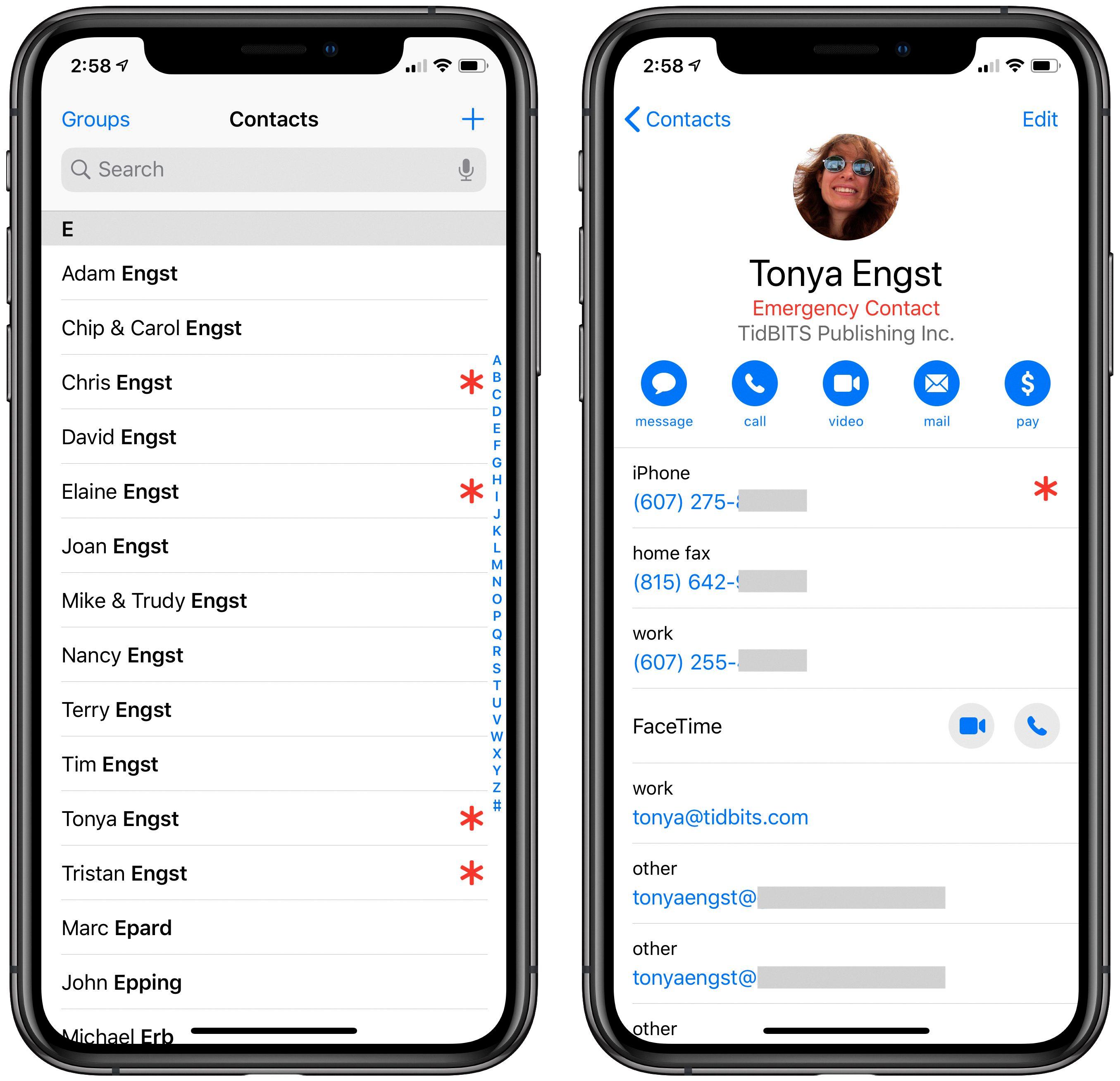 emergency contacts iphone