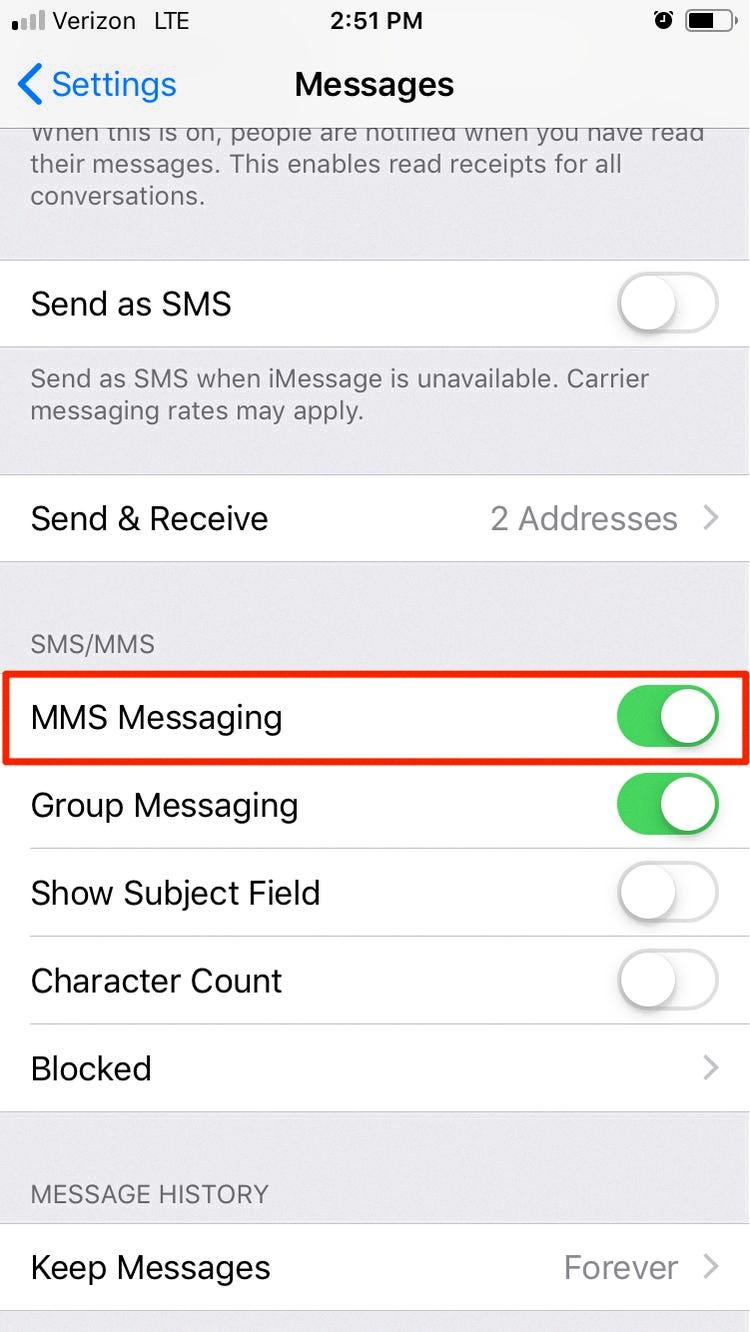 enable mms on iphone