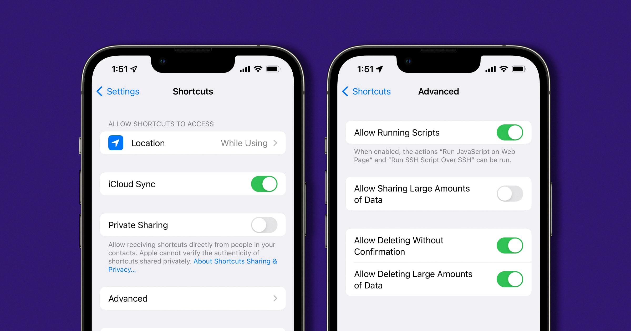 how to allow untrusted shortcuts