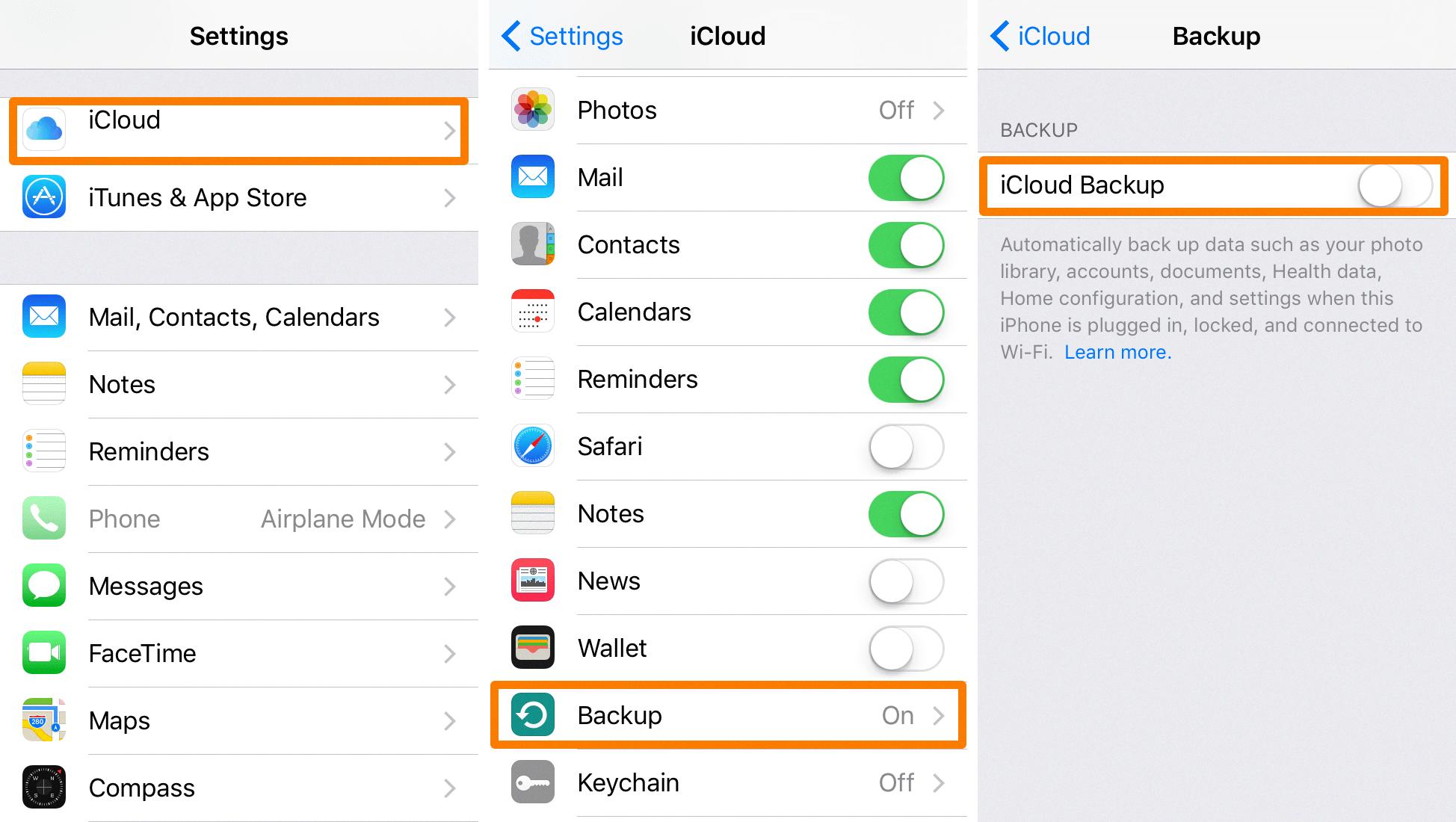 how to backup iphone 6