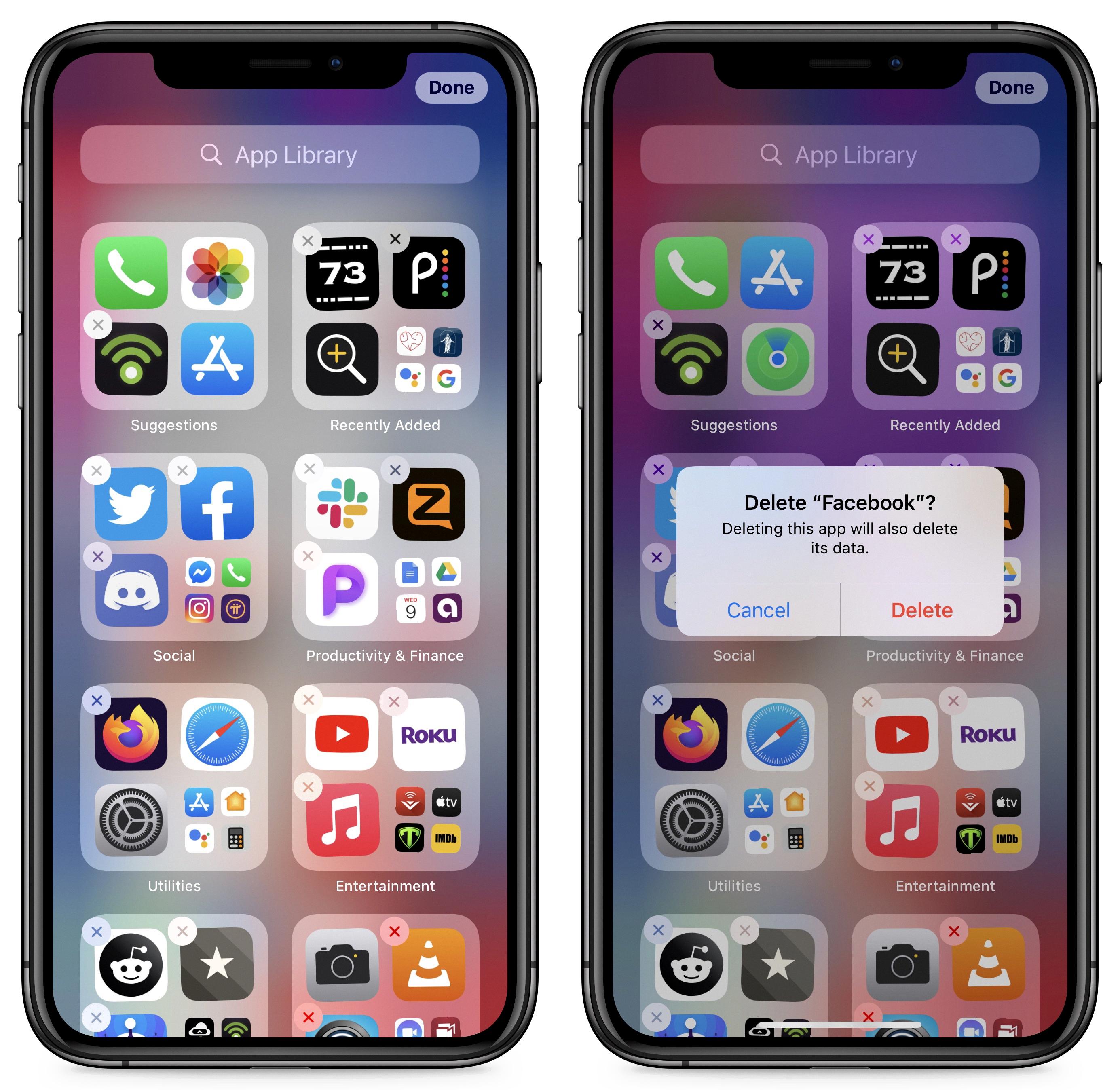 how to hide app library
