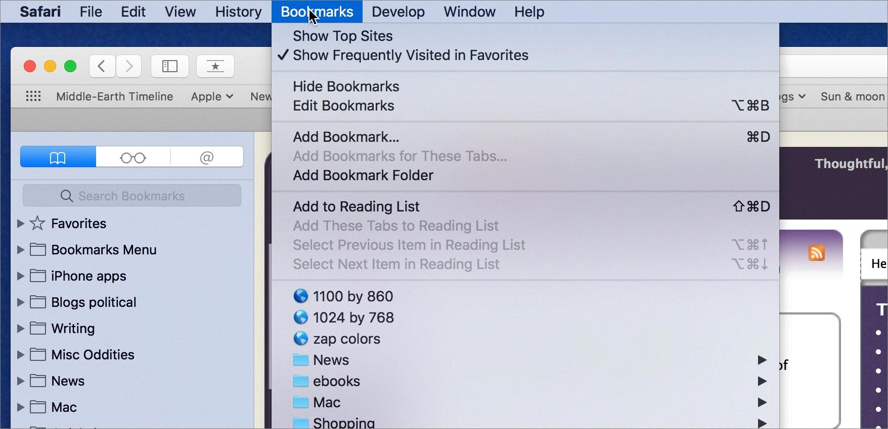 how to remove bookmarks on mac
