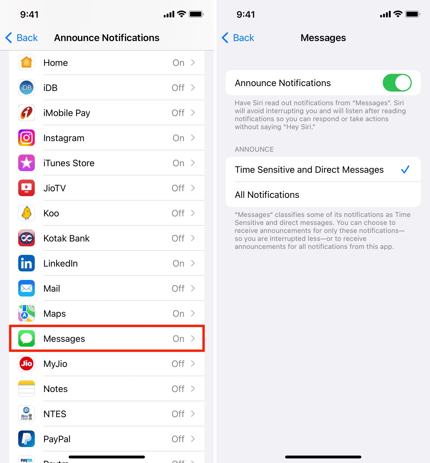 how to turn off siri reading texts