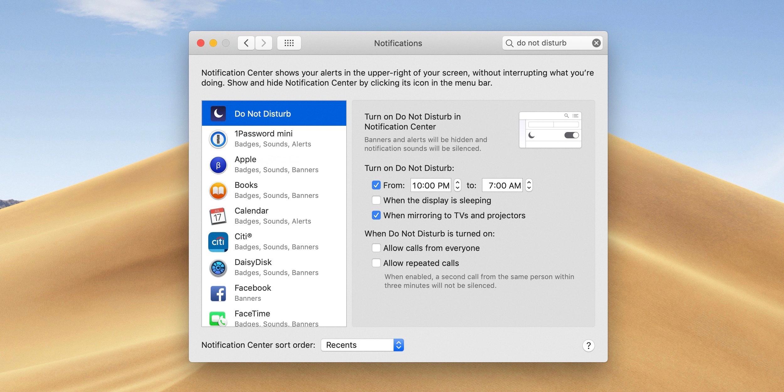 how to turn on do not disturb on mac