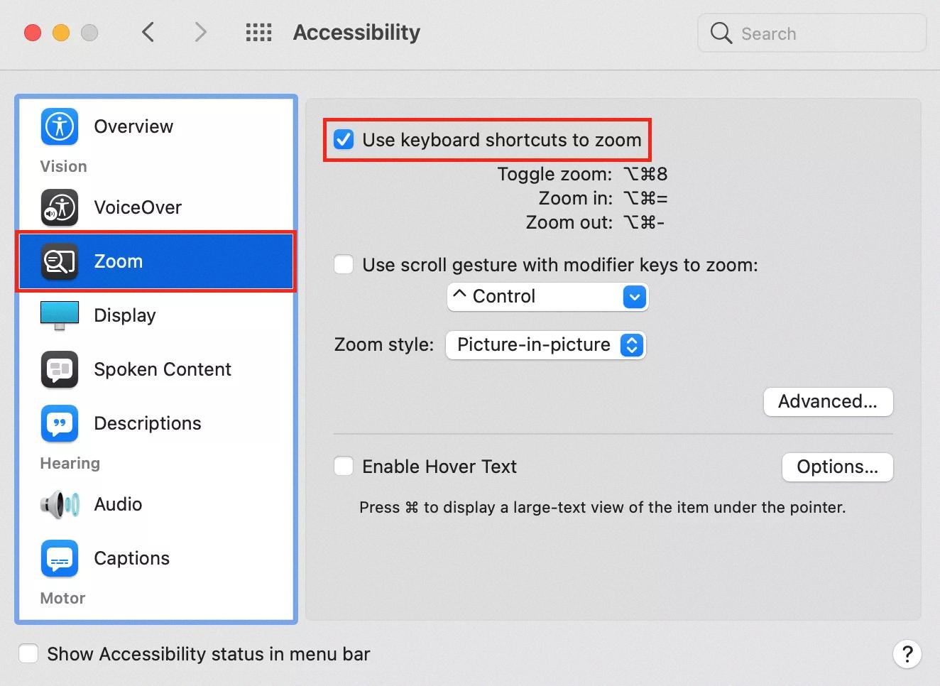 how to zoom out on mac