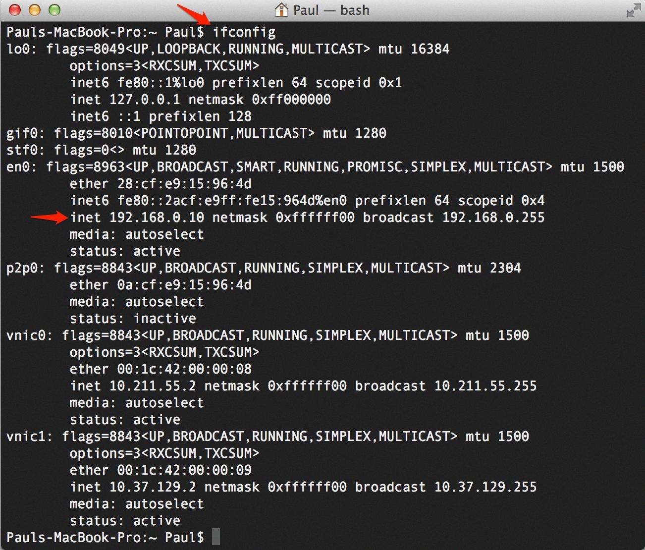 ipconfig for macbook