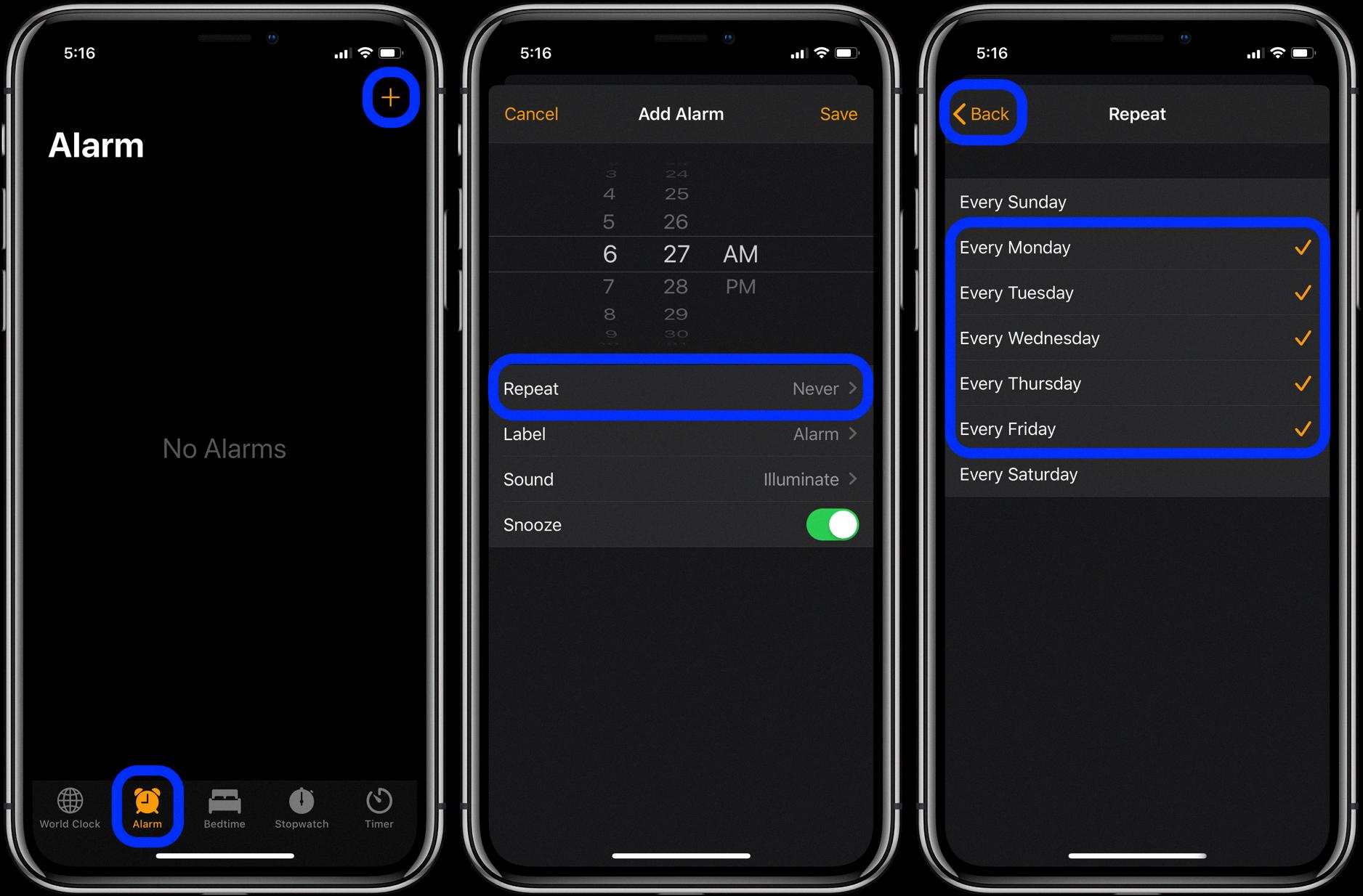 iphone alarm set