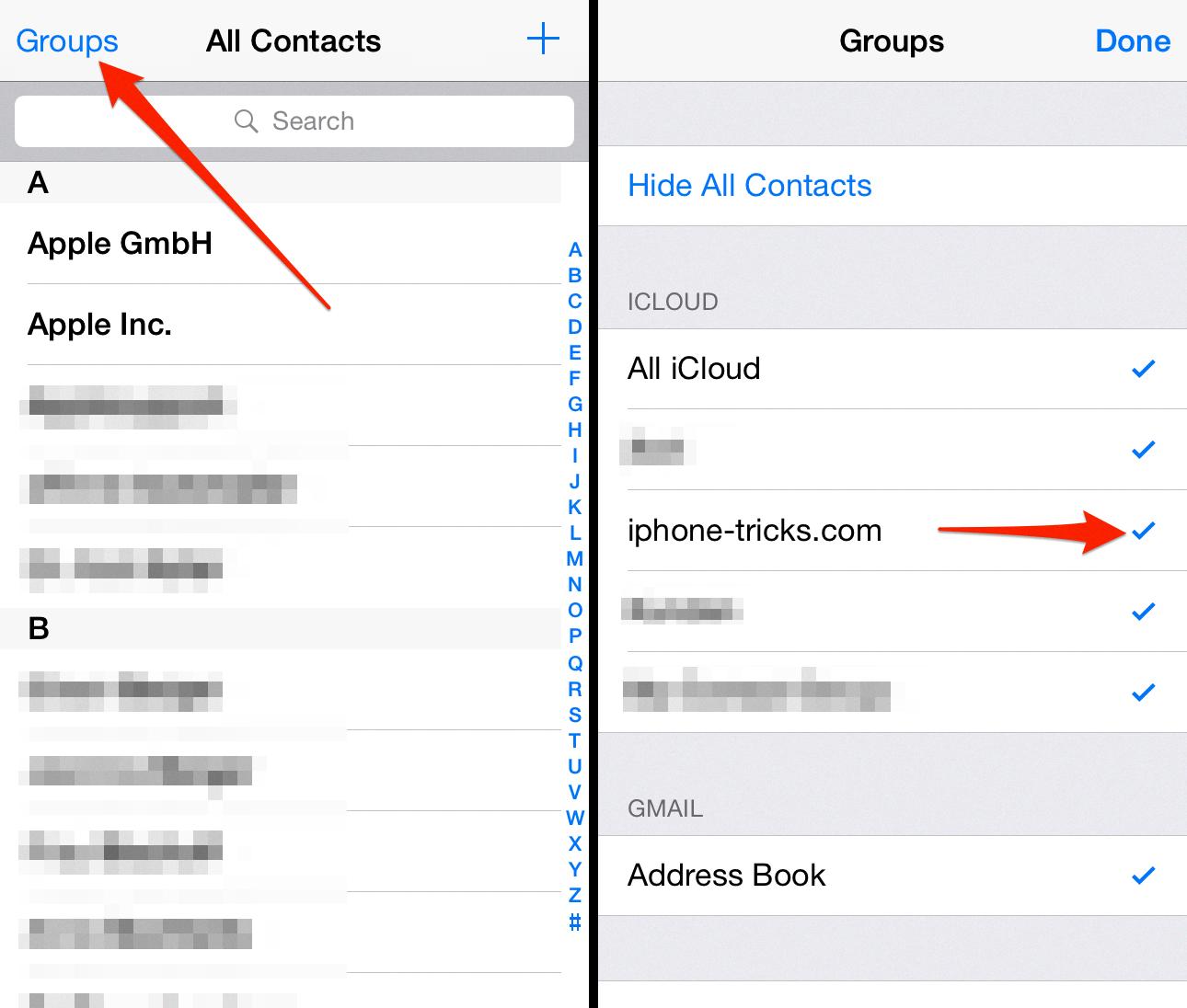 iphone contact groups