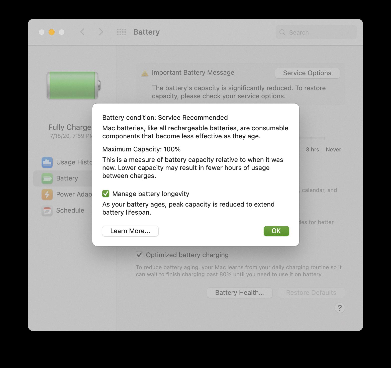 mac battery service recommended