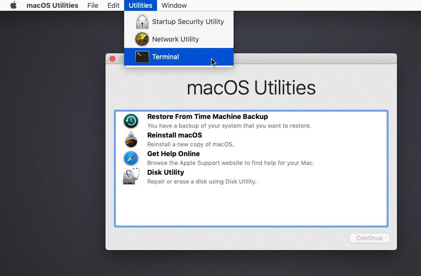 macbook password reset terminal