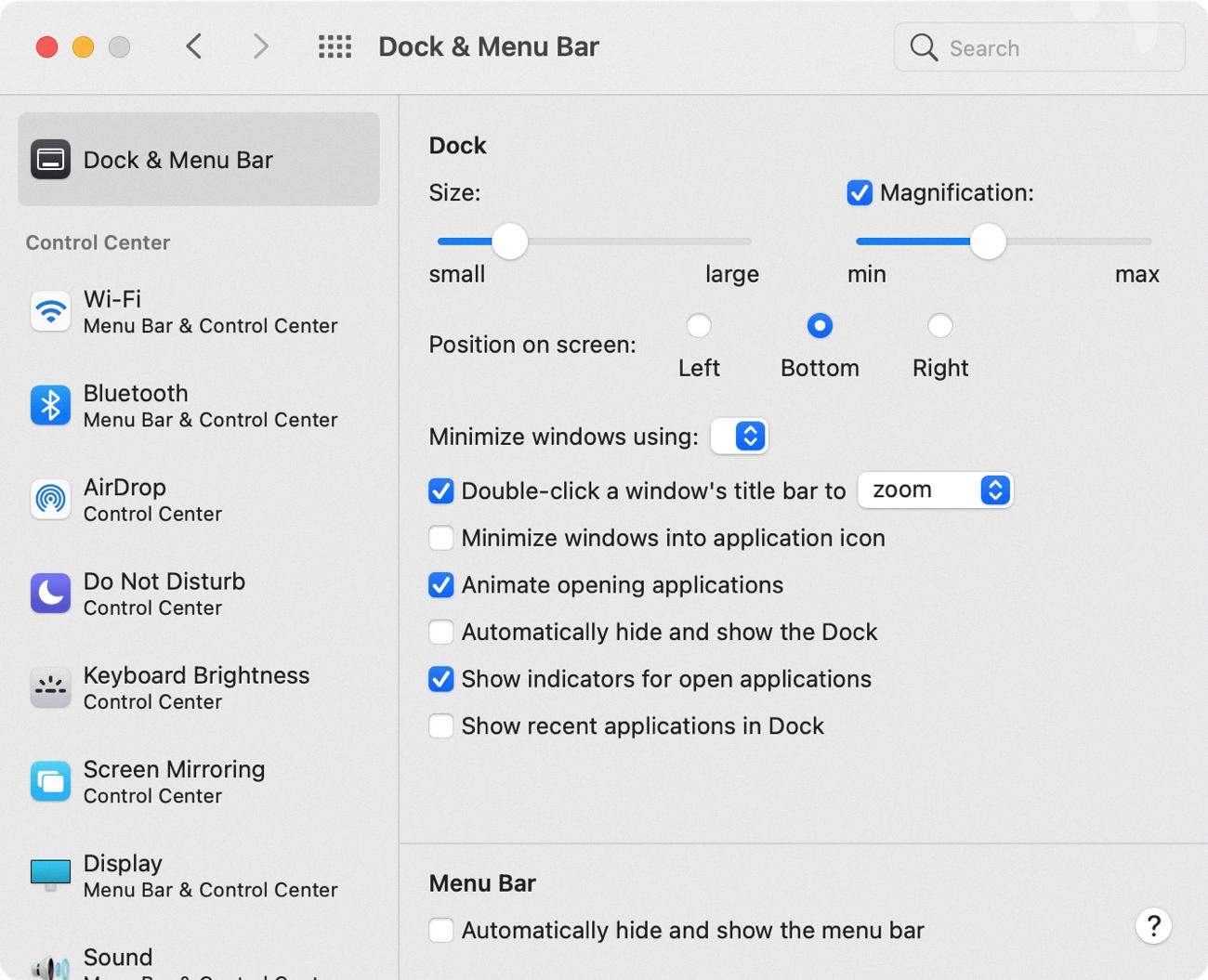 menu bar on macbook