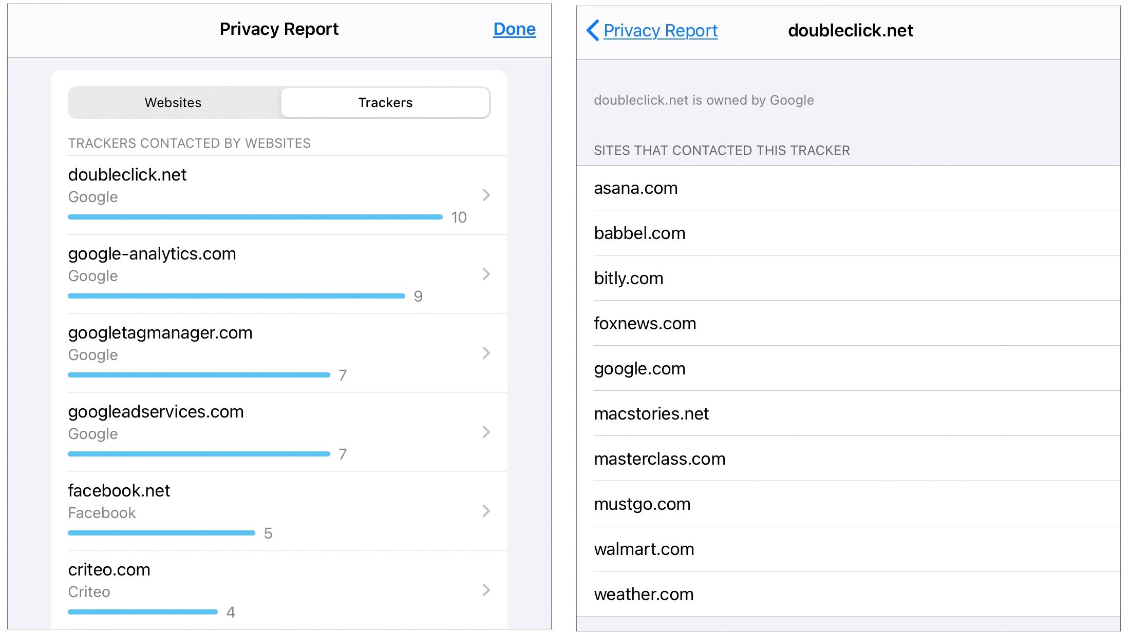 privacy report safari