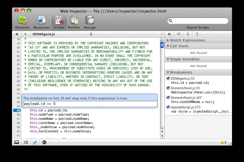 safari dev tools