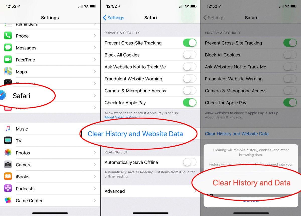 safari history on ipad