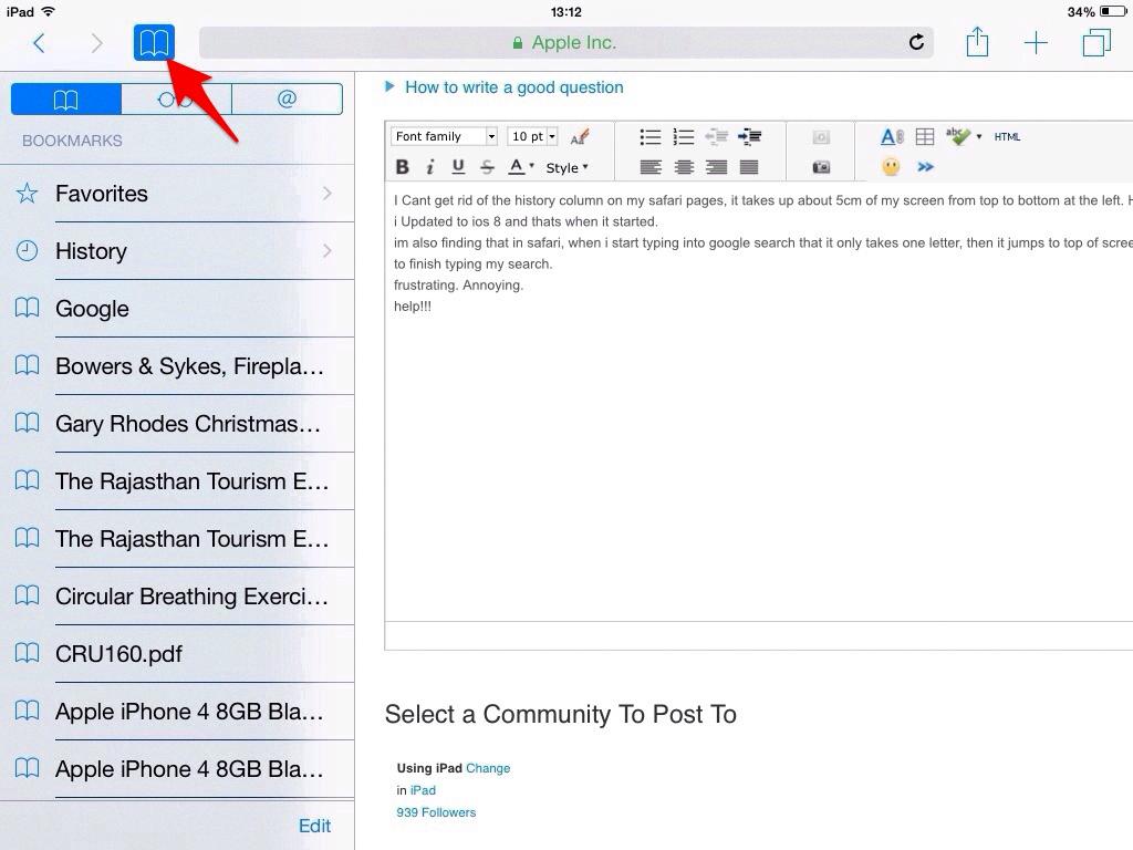 safari history on ipad