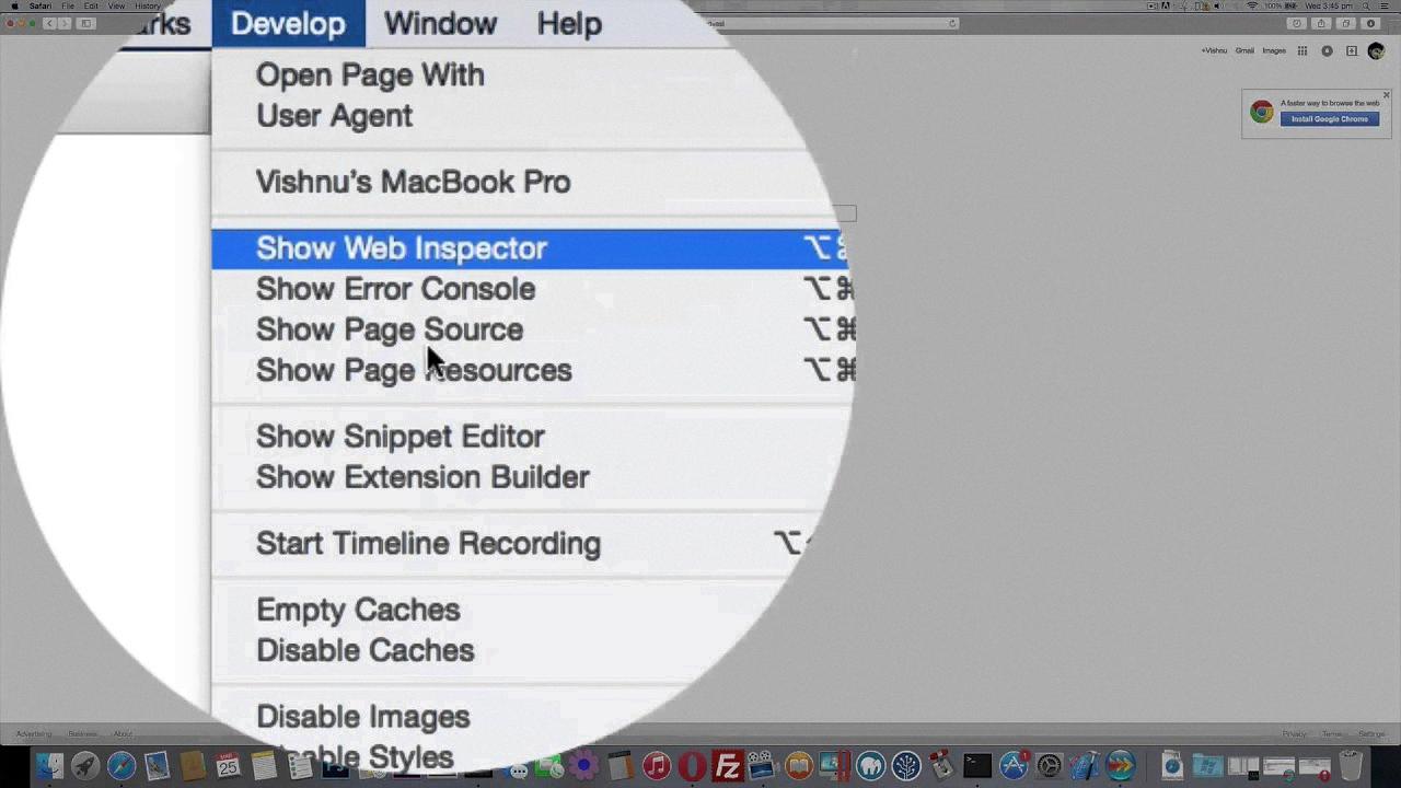 safari inspect element