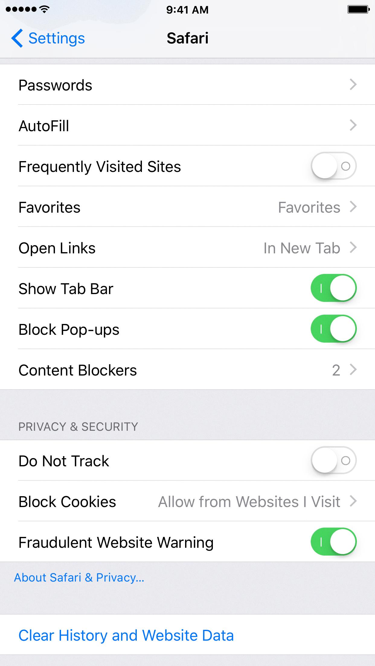 safari privacy settings