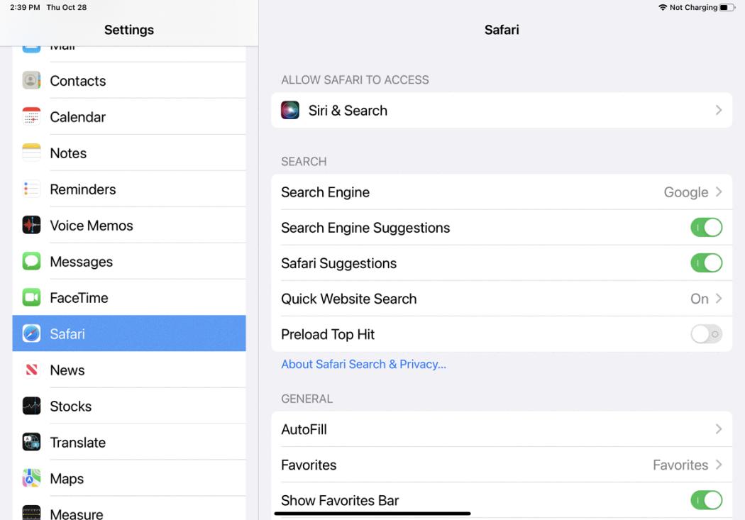 setting safari as default browser on ipad