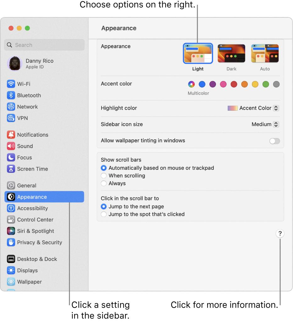settings on macbook