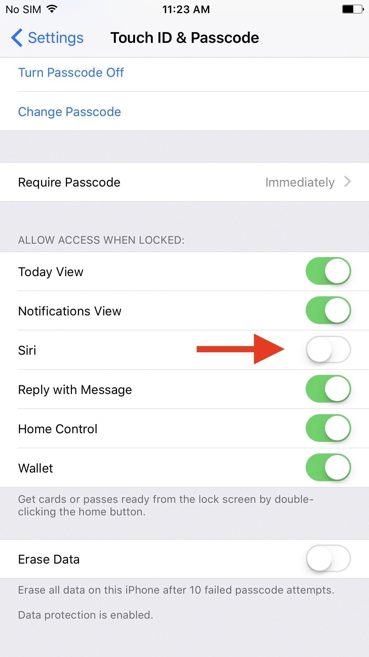 siri suggestions off