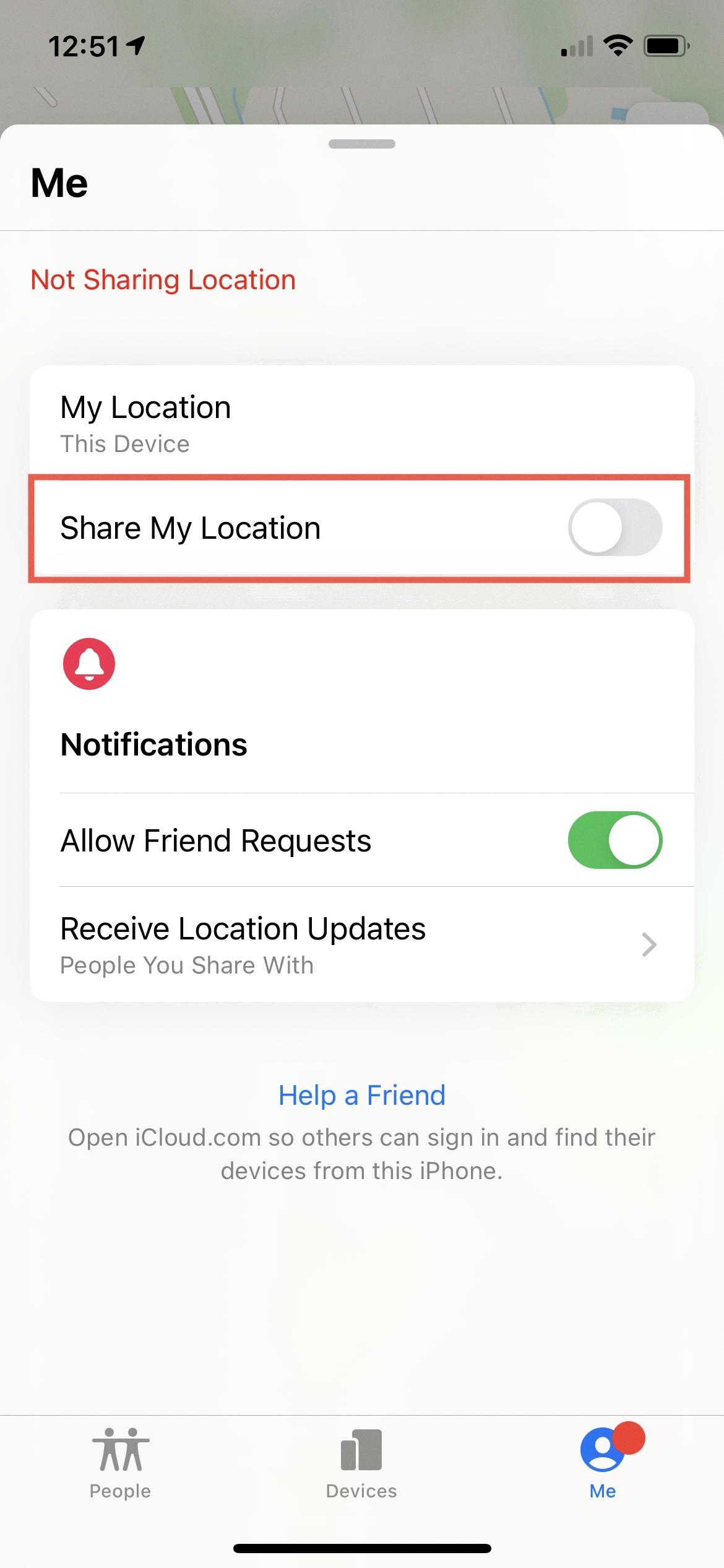 turn off location sharing