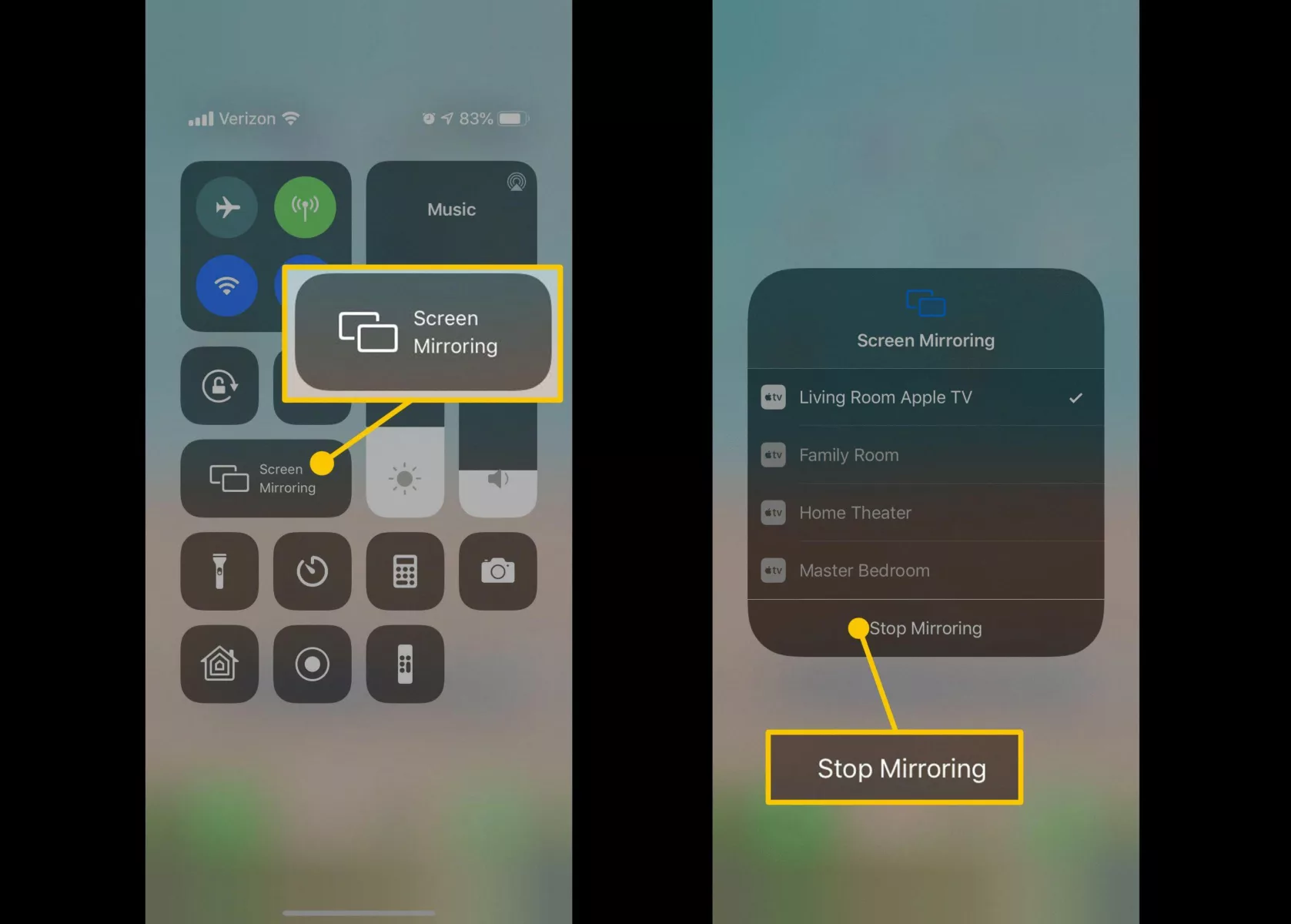 how to turn off screen mirroring on ipad air