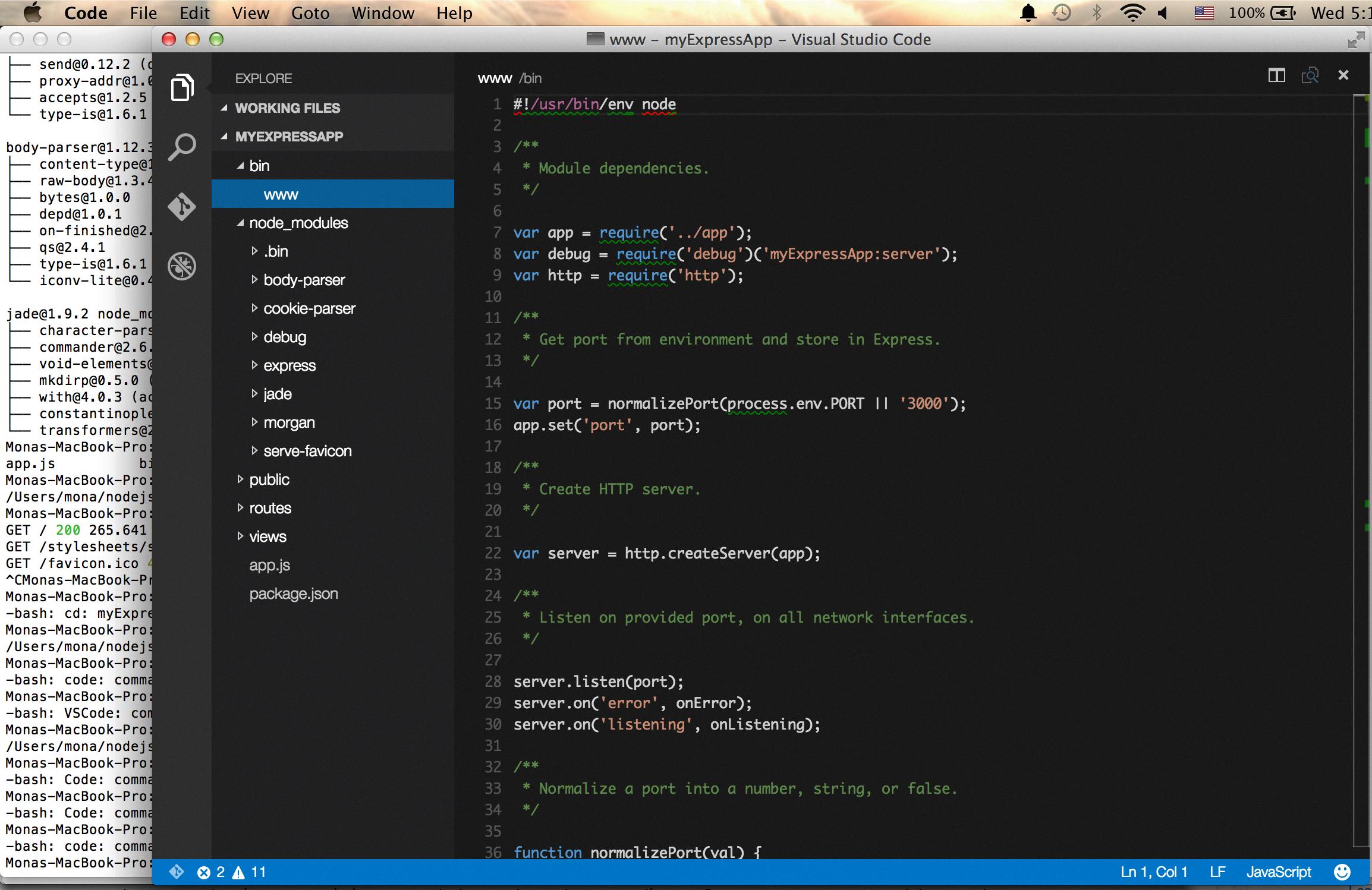 vscode macbook