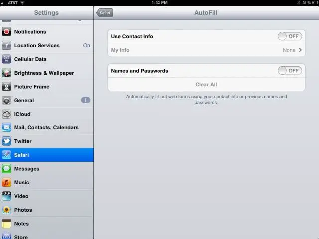 how to delete autofill email on ipad