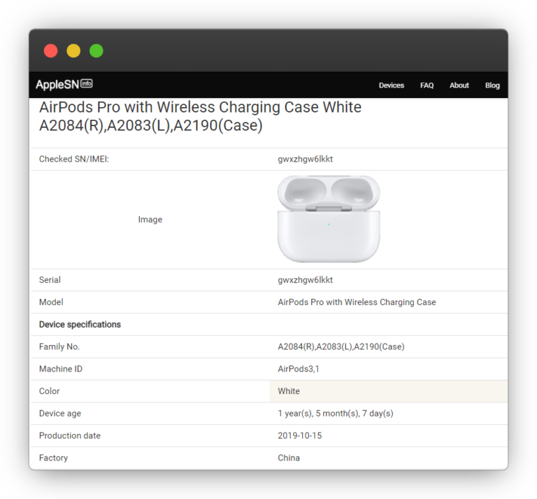apple airpods serial number starts with h