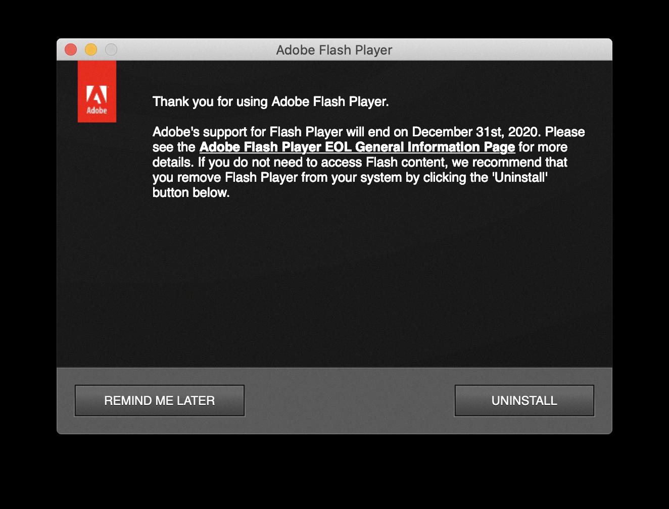 adobe flash macos catalina