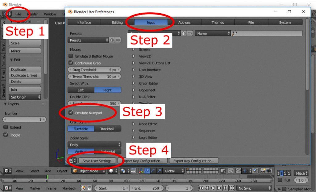 blender numpad on mac