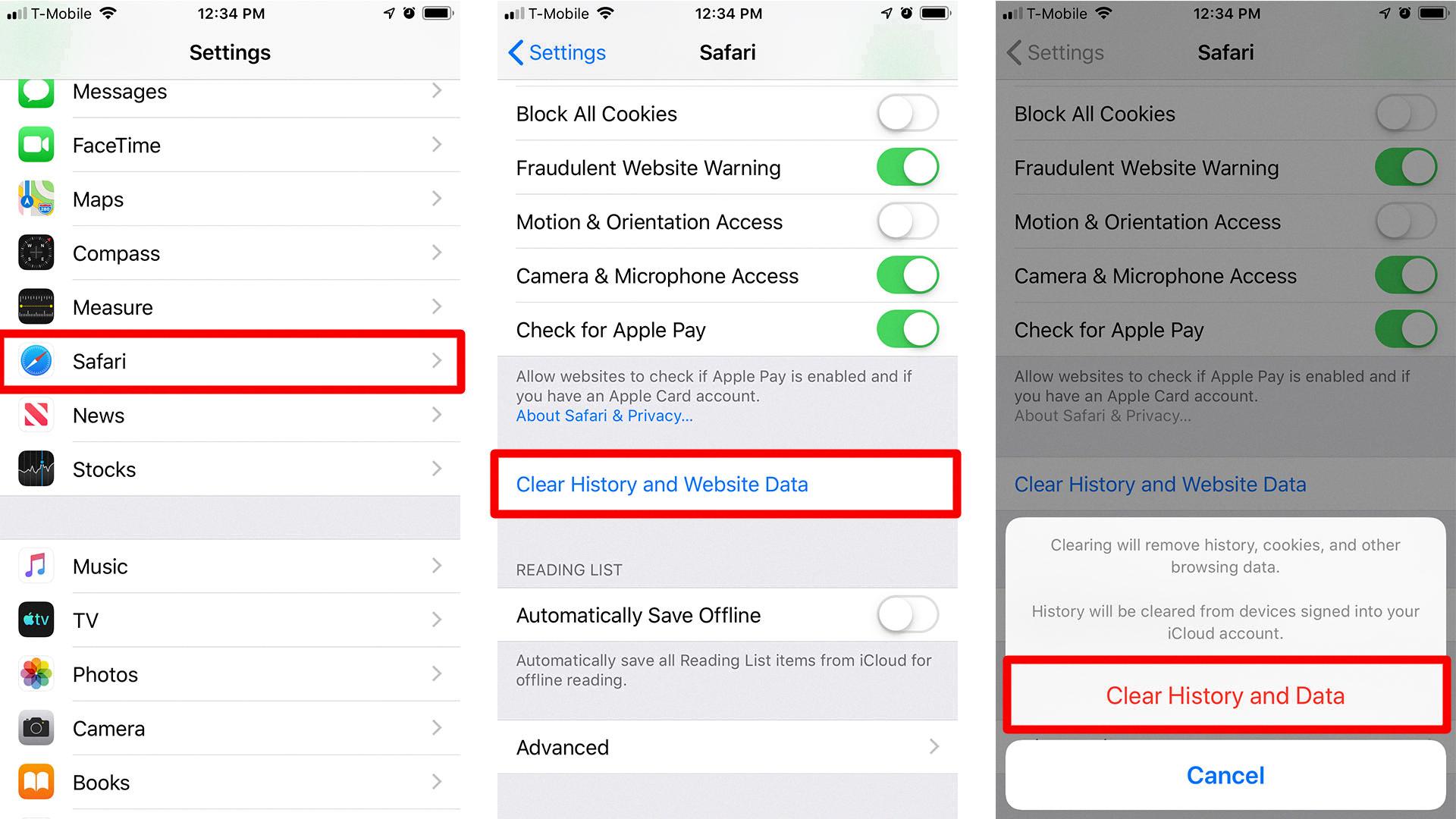 how to remove history on iphone 11