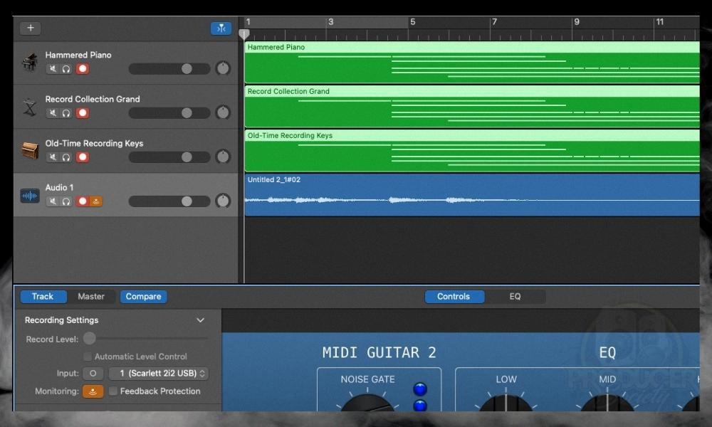 create midi region garageband