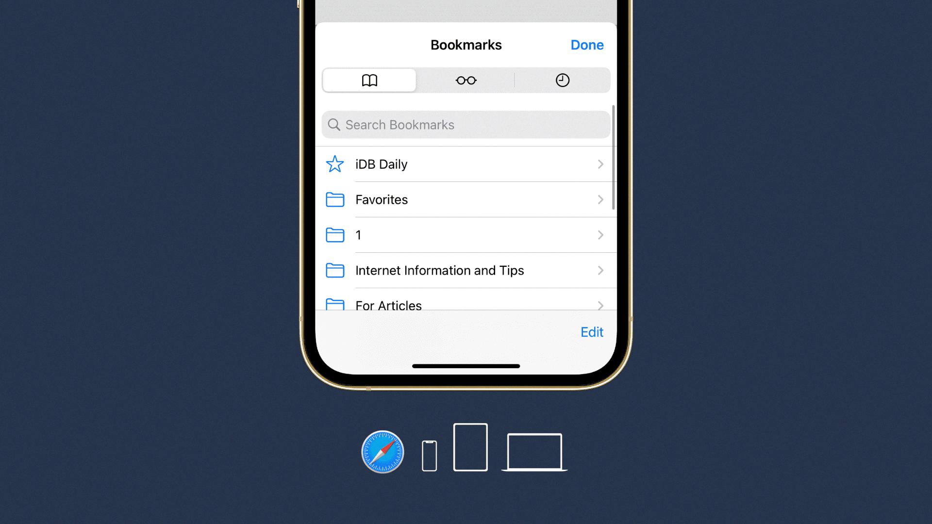 delete all bookmarks safari iphone